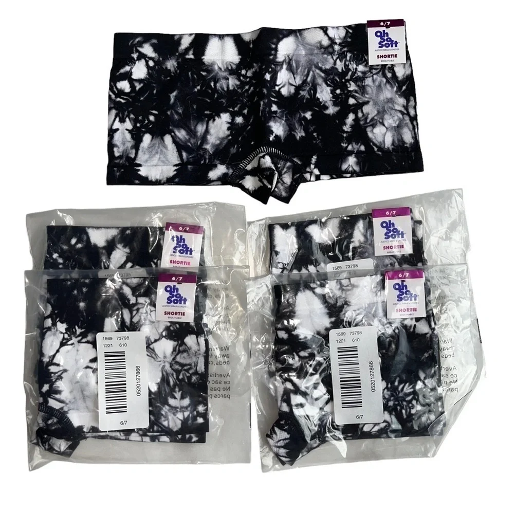 Justice Girls oh so soft Size 6-7 shortie Boyshort Underwear lot of 5 pair NWT